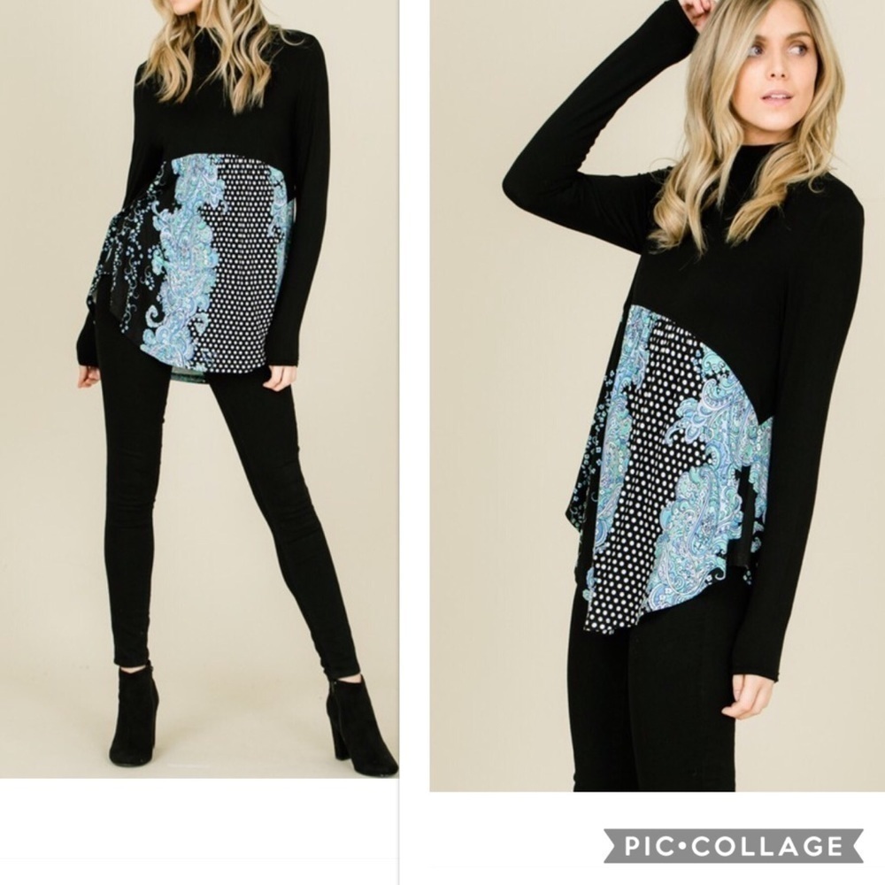Black & Abstract Print Top - Picture 3 of 3